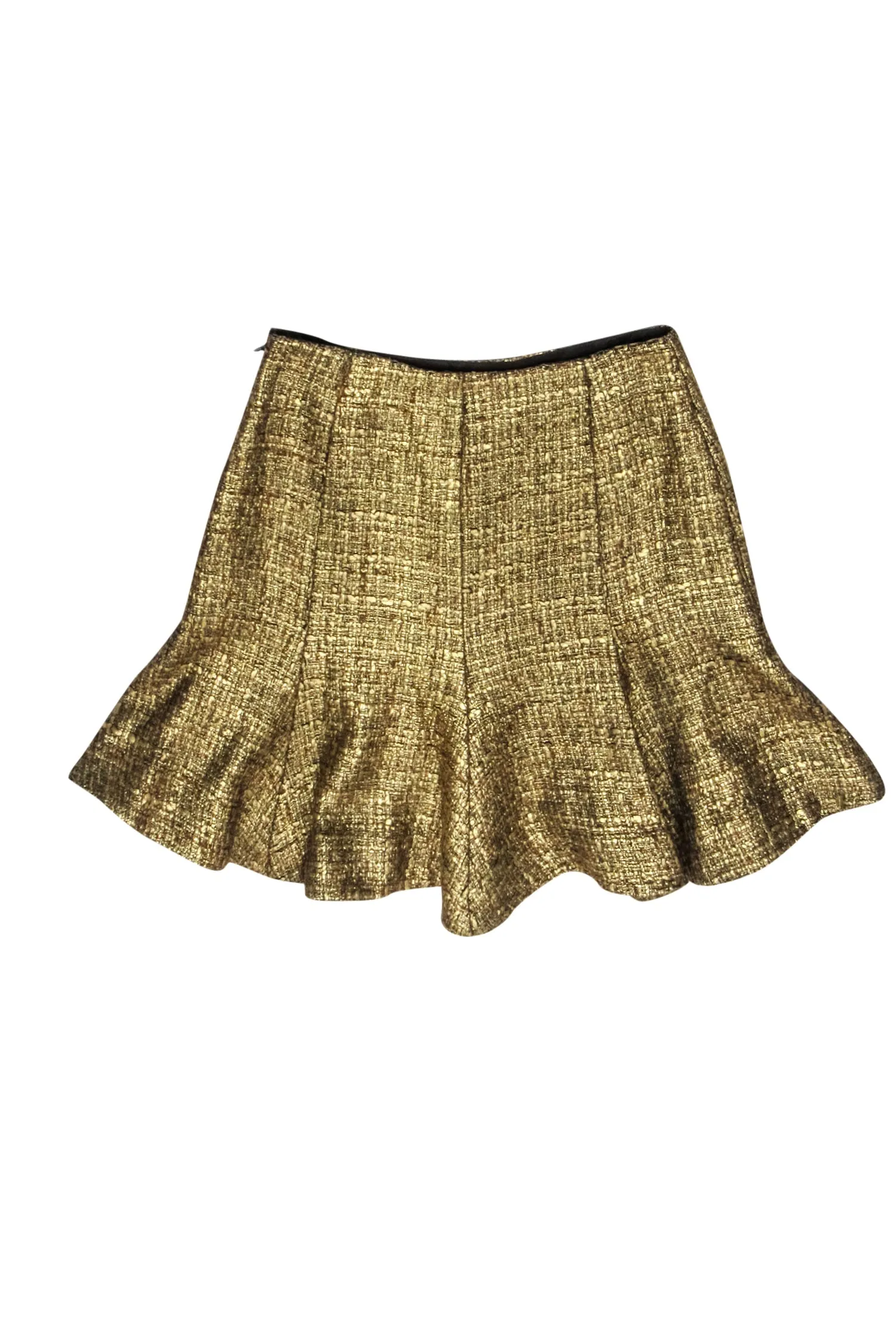 Adam Lippes - Gold Metallic Tweed Skirt Sz 4