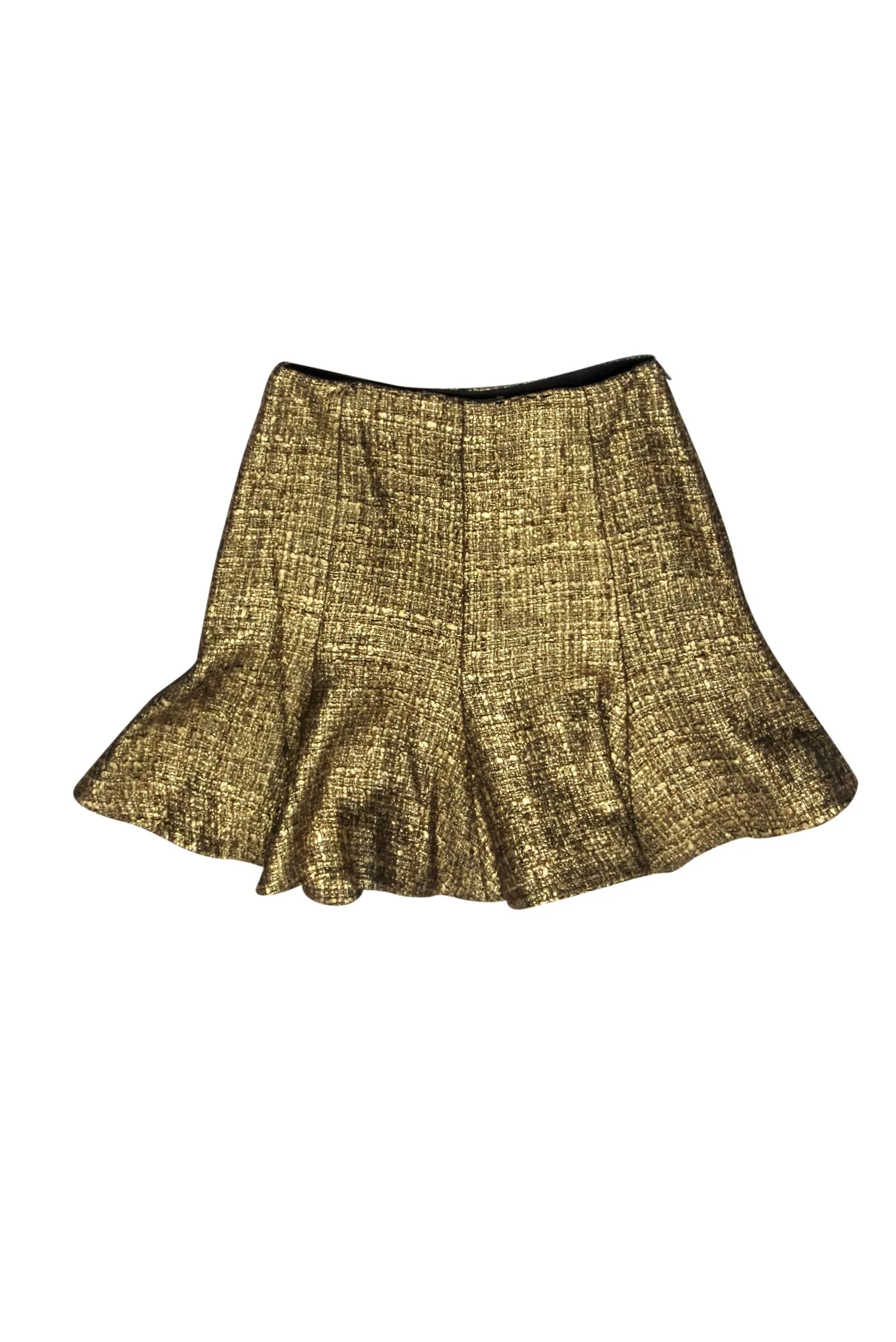 Adam Lippes - Gold Metallic Tweed Skirt Sz 4