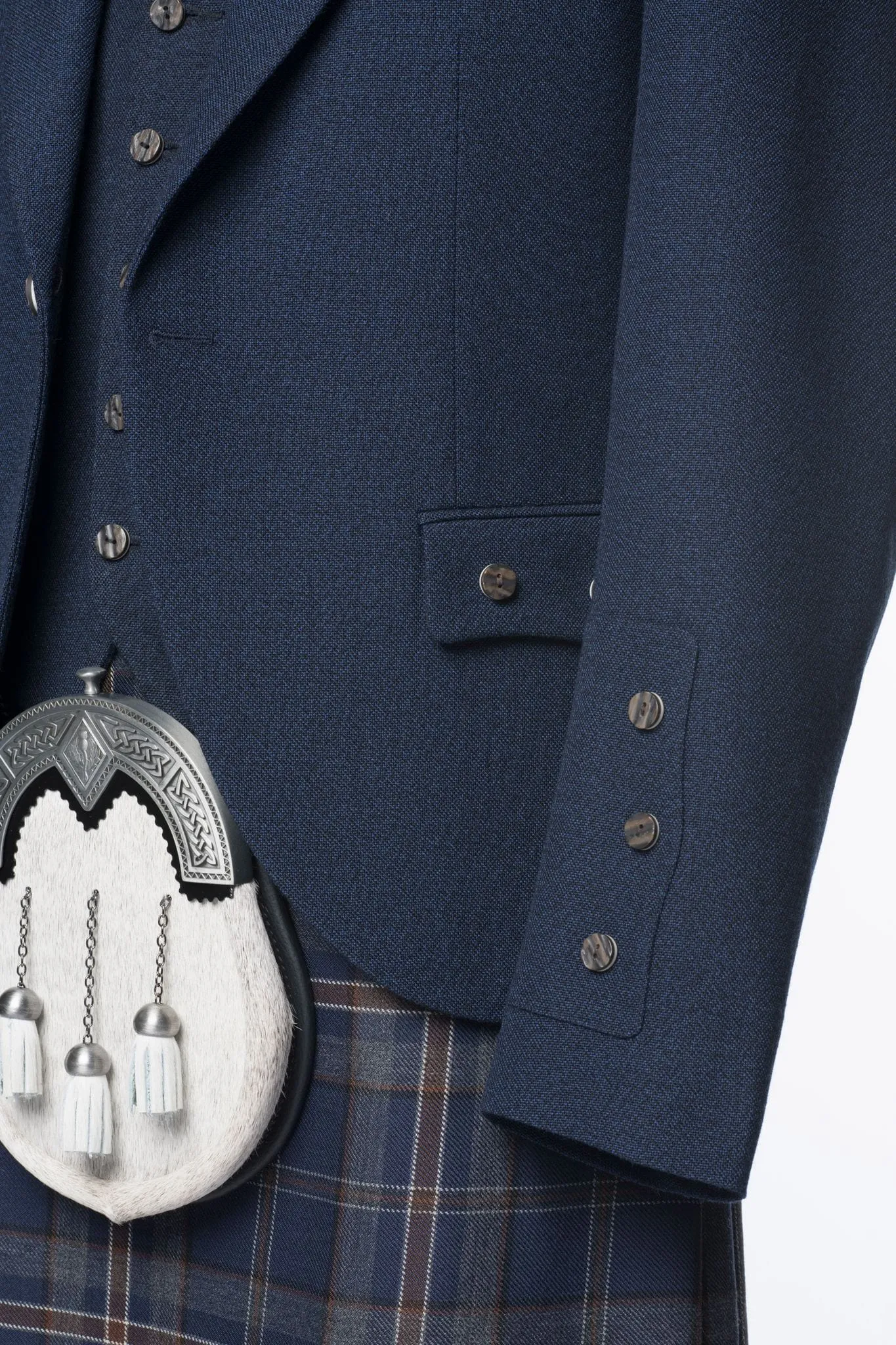 Arran Navy Tweed Kilt Jacket and Waistcoat