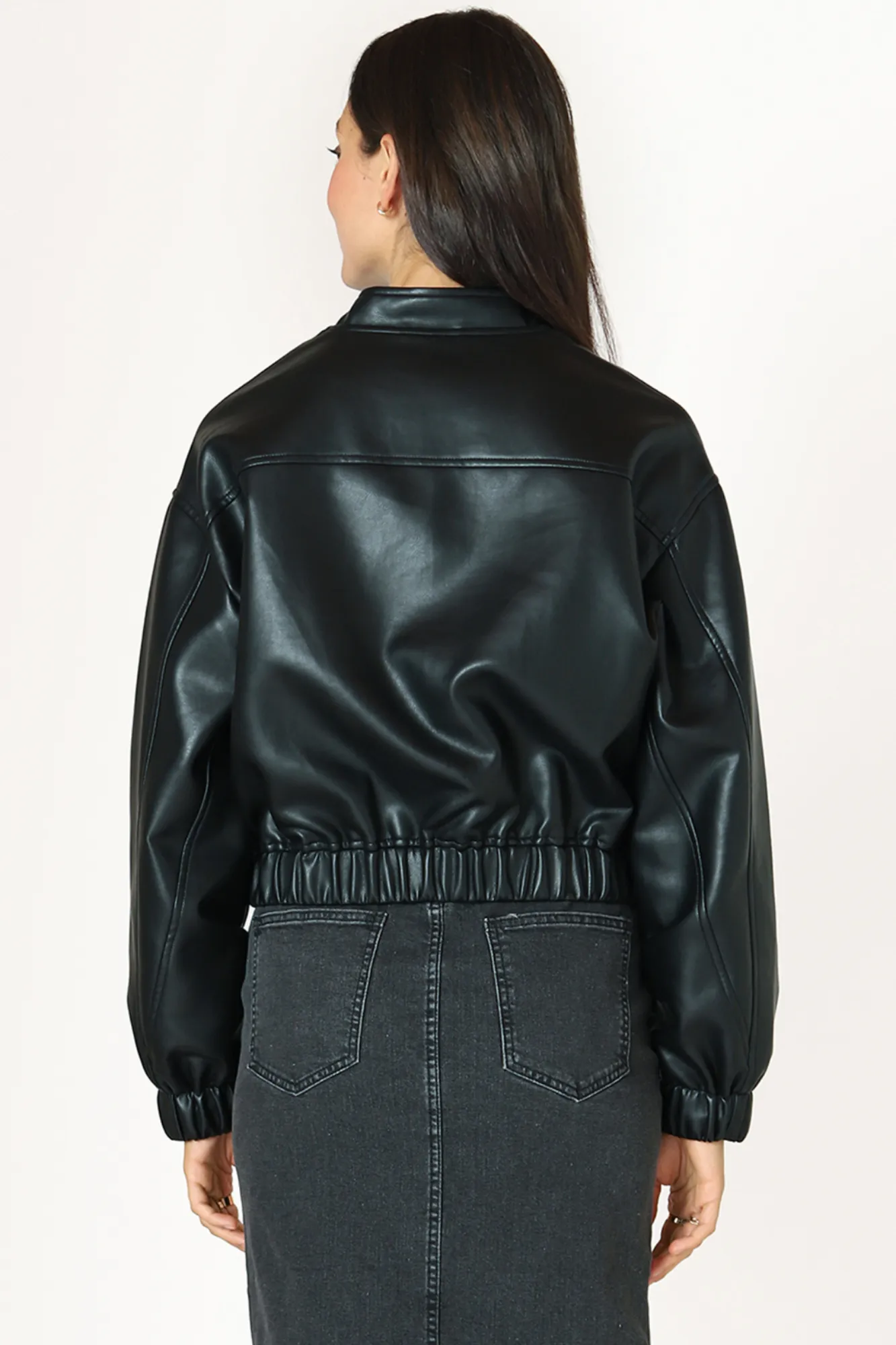 Ashley Faux Leather Bomber Jacket