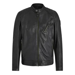 Black ‘V Racer 2.0’ Cheviot Leather Jacket