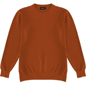 Burnt Orange Mens Knit Classic Crew Neck Sweater