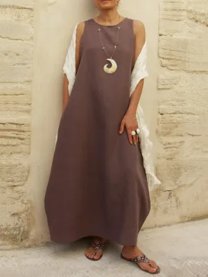 Chic Round Neck Sleeveless Maxi Dress