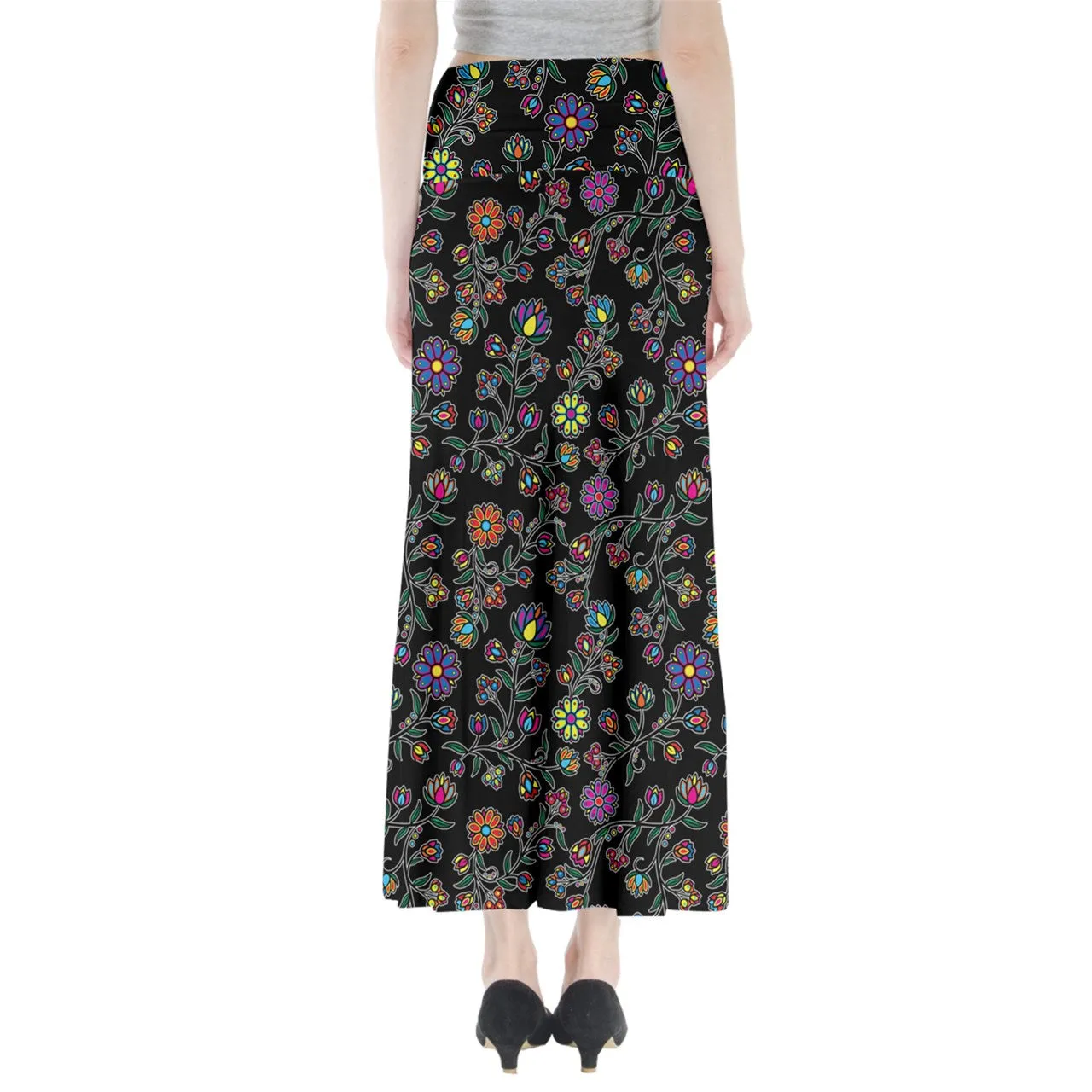 Cosmic Whisper Black Full Length Maxi Skirt