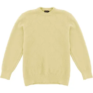 Cream Mens Knit Diamond Pattern Crew Neck Sweater