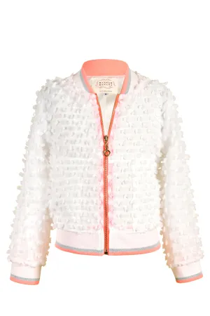 Girls 3D Polka Dots Semi-See-Through Fashion Bomber Jacket