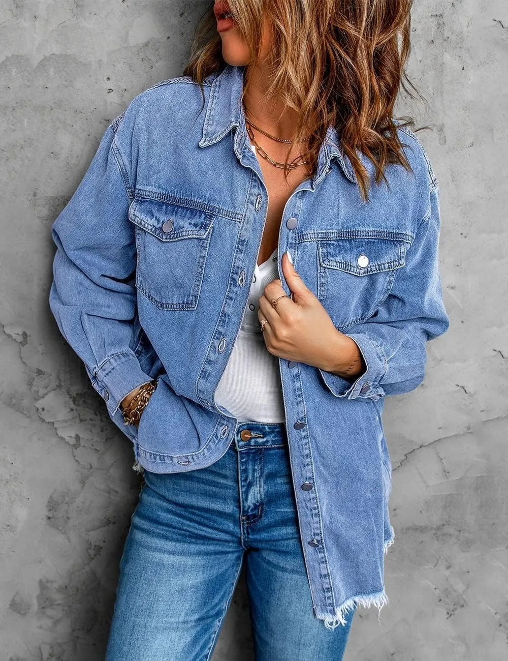 Ivyshape | Chic Ripped & Stretchy Denim Jacket for Women