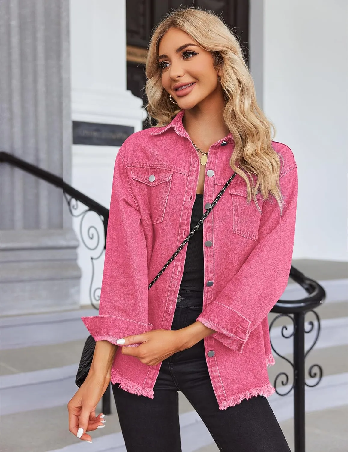 Ivyshape | Chic Ripped & Stretchy Denim Jacket for Women