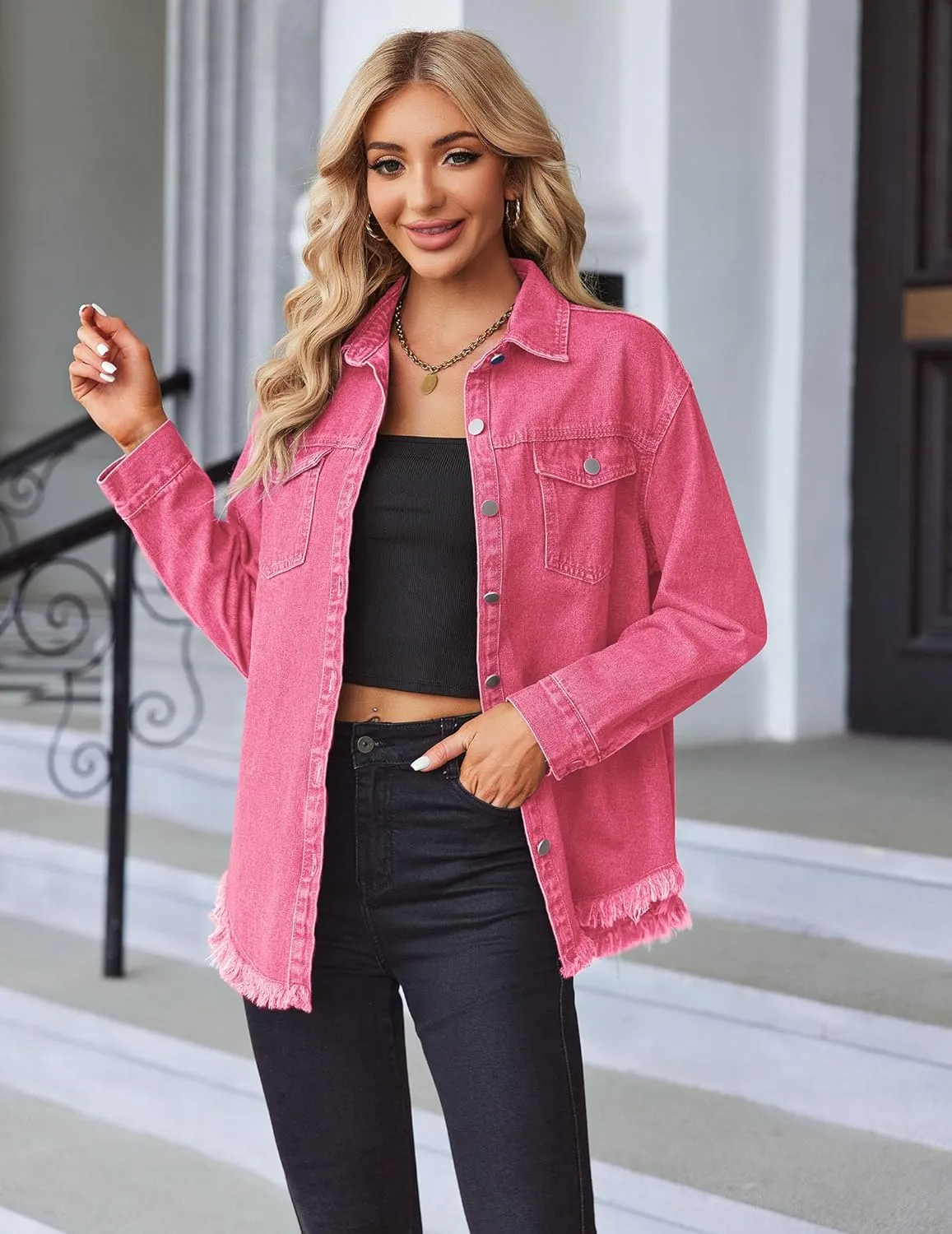 Ivyshape | Chic Ripped & Stretchy Denim Jacket for Women