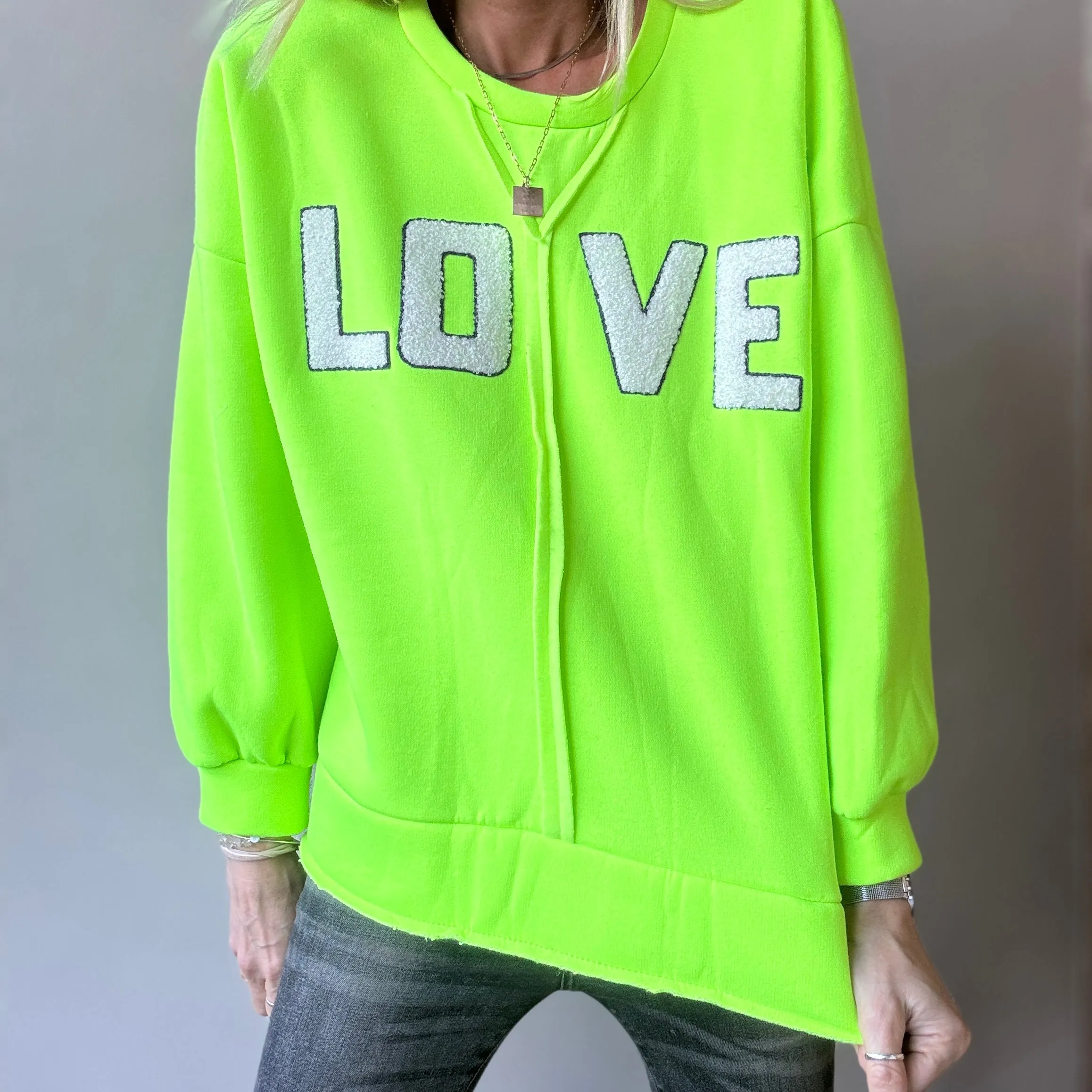 LOVE neon yellow sweatshirt *NEW*