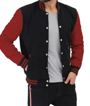 Men's Baseball Style Maroon and Black Varsity Jacket