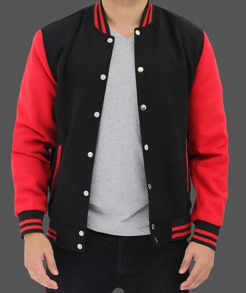 Men's Baseball Style Red and Black Varsity Jacket