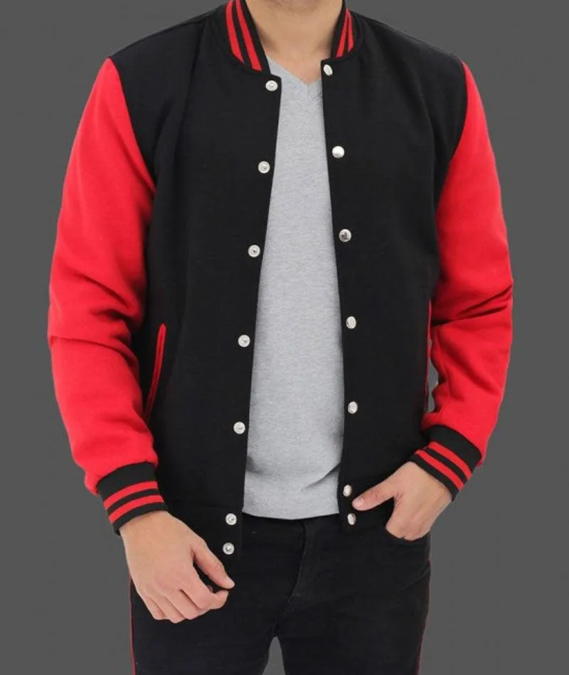 Men's Baseball Style Red and Black Varsity Jacket