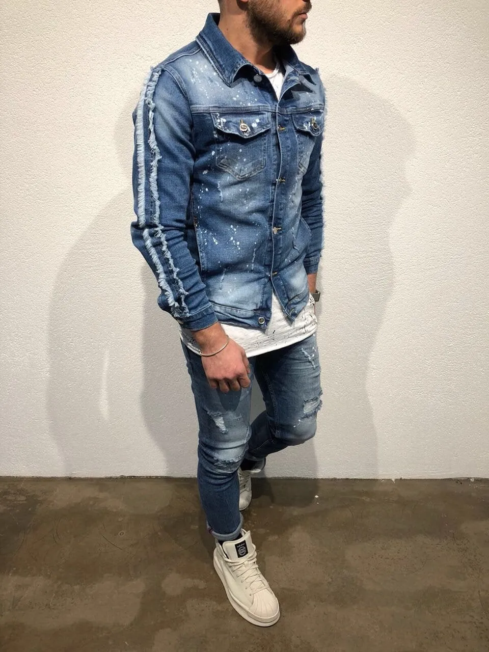 Printed Denim Jacket B79 Streetwear Denim Jacket