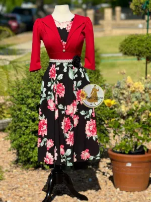 Red Blazer Floral Midi Dress