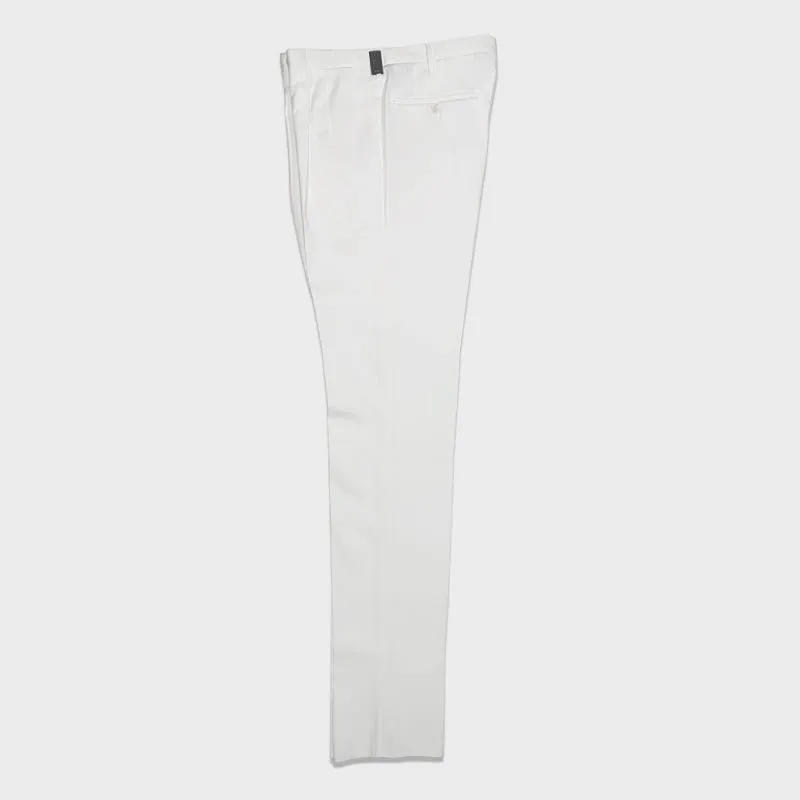 Rota Trousers Double Pleats Cotton Twill White