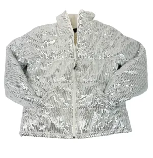 SQ-1999 White Sequin Zip Up Jacket