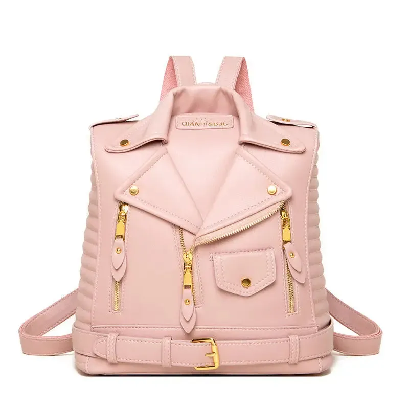 Trendy Leather Textured Jacket Backpack