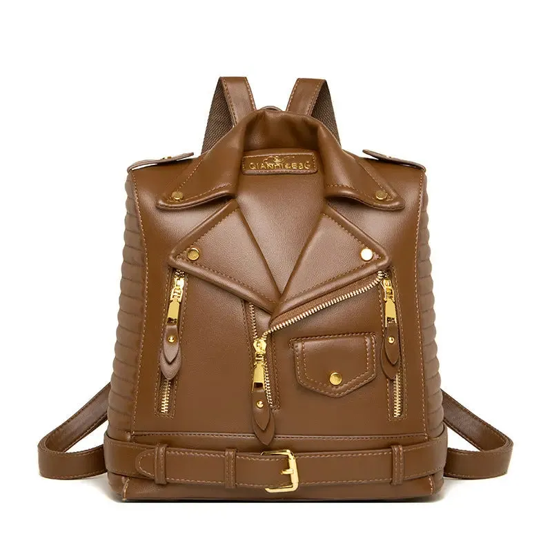 Trendy Leather Textured Jacket Backpack