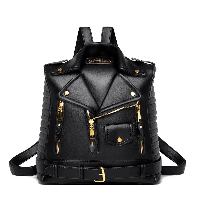 Trendy Leather Textured Jacket Backpack