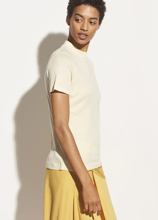 Vince - Short Sleeve Mock Neck Tee in Sun Creme