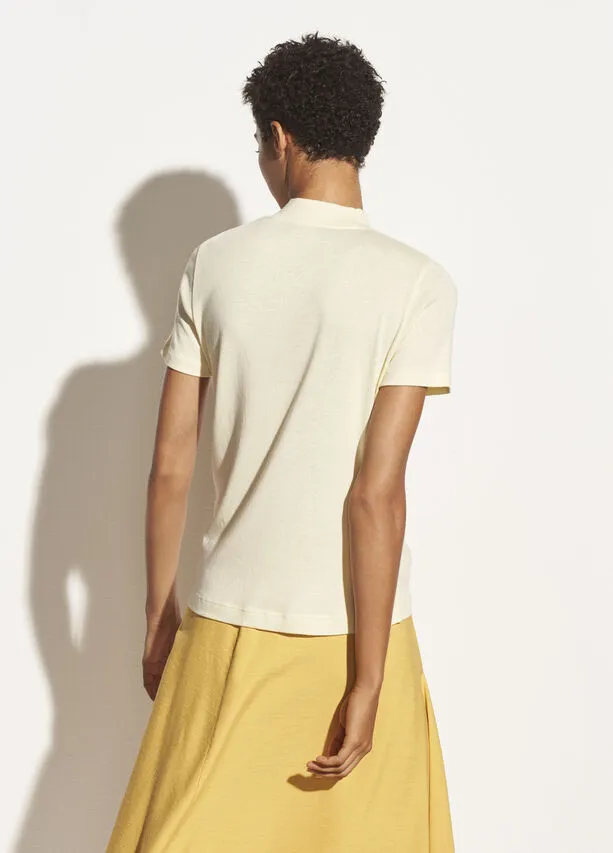 Vince - Short Sleeve Mock Neck Tee in Sun Creme