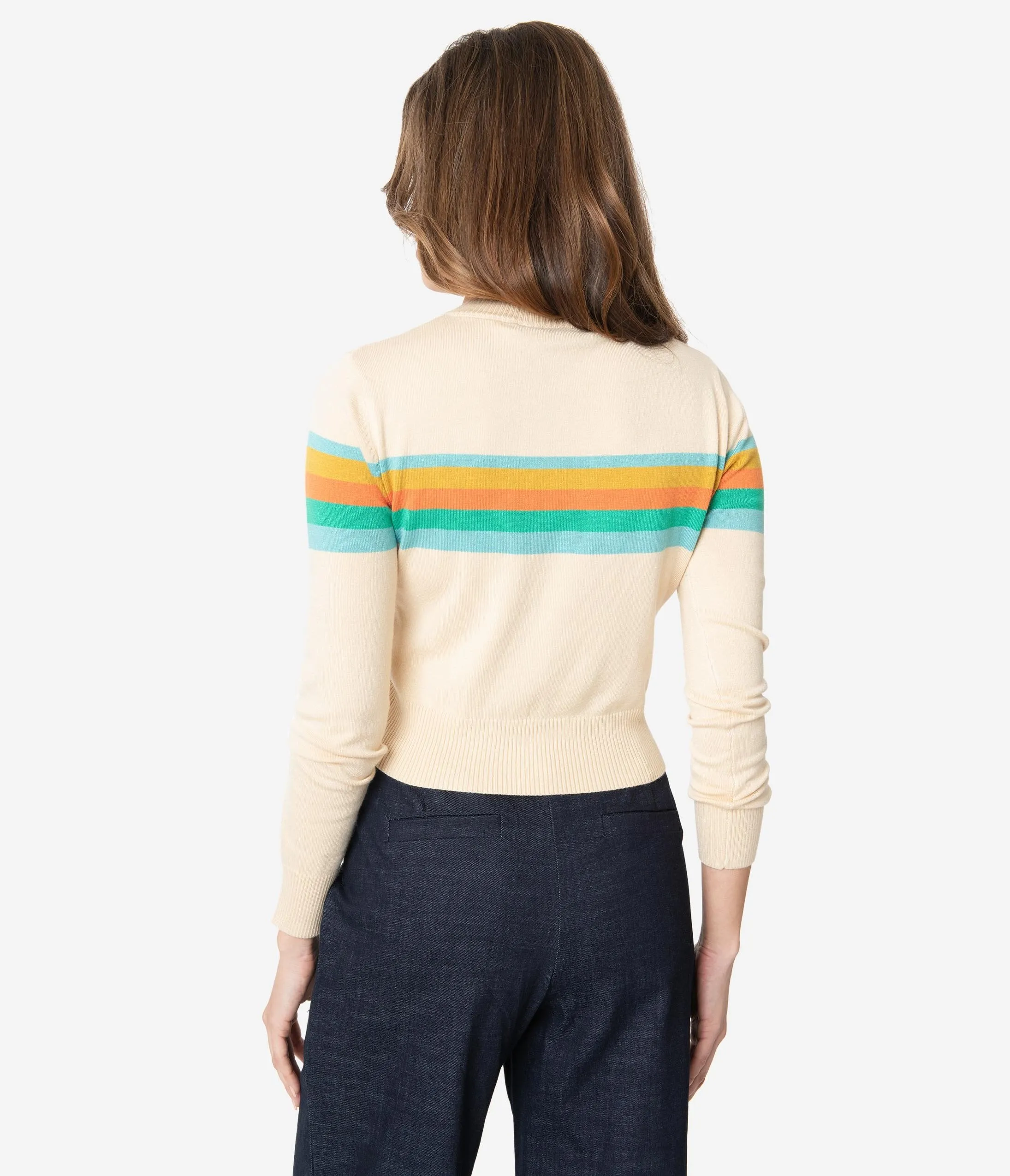 Voodoo Vixen Champagne Striped Crop McKenzie Sweater