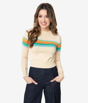 Voodoo Vixen Champagne Striped Crop McKenzie Sweater