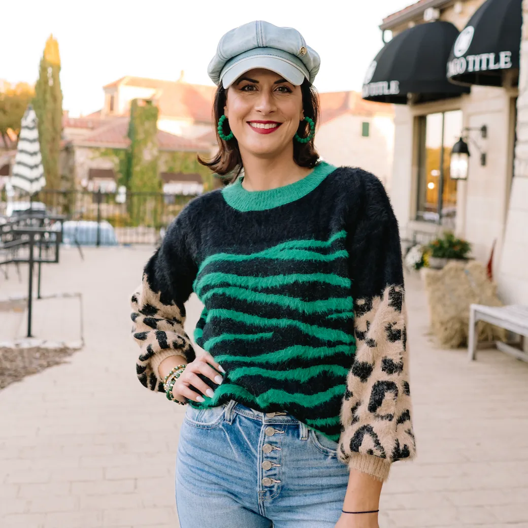 Zebra State of Mind Fuzzy Sweater Top